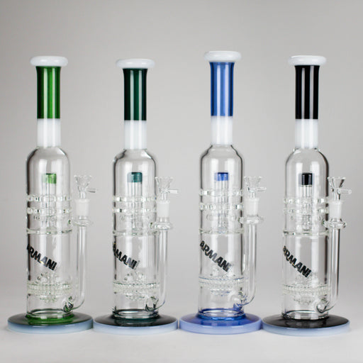 Armani Glass | 16" Double Percolator Bong – Premium Dual-Chamber Water Pipe Glass Bong RMG WHOLESALE