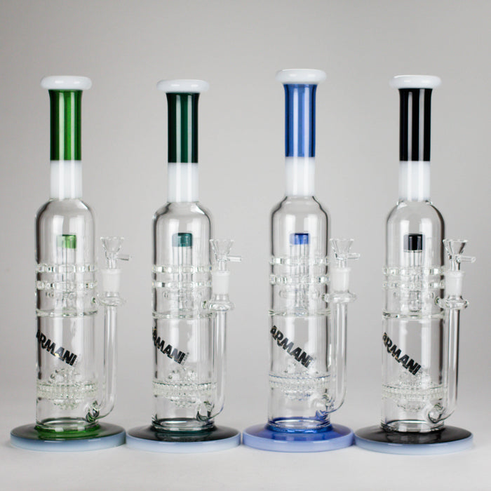 Armani Glass | 16" Double Percolator Bong – Premium Dual-Chamber Water Pipe Glass Bong RMG WHOLESALE