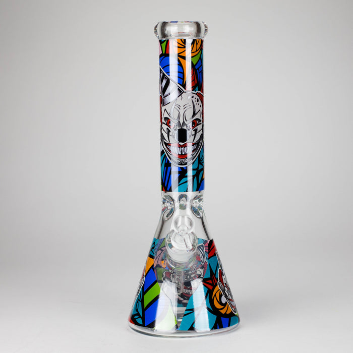 13.5" PsyClown Glass Bong – 7mm Thick Glass, Bold Psychedelic Clown Design Glass Bong DY Glass Design A