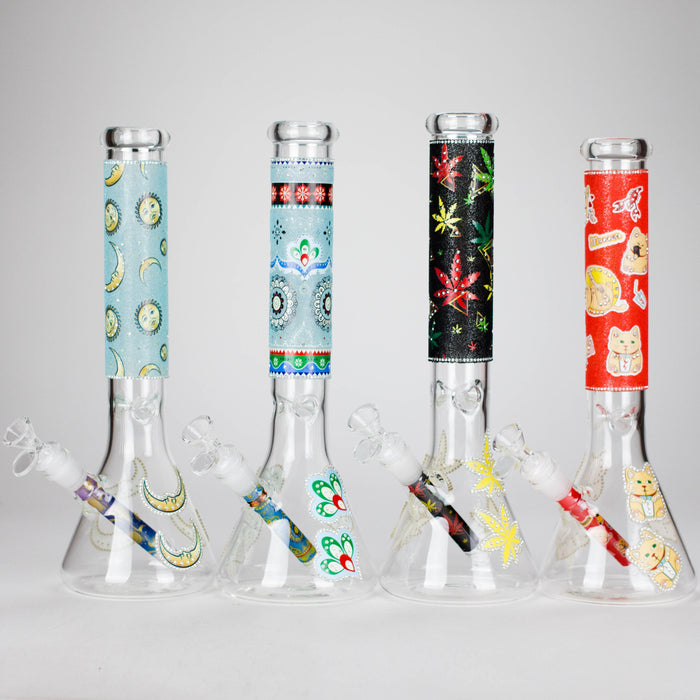 14" Stone works Beaker Base Glass Bling Bong Glass Bong Canadian Distributor