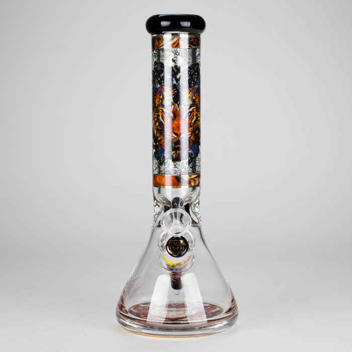 Cheech | 13″ Tiger Decal Beaker Bong – CA-050 Glass Bong Smoking Cat Distribution