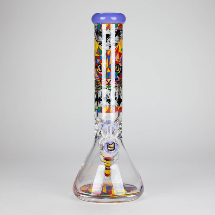Cheech | 13″ Cat Decal Beaker Bong – CA-034 Glass Bong Smoking Cat Distribution