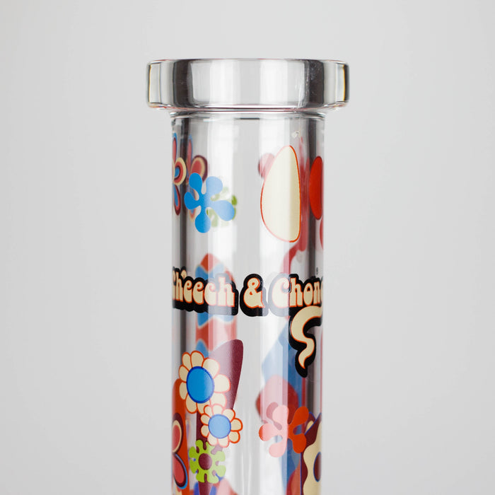 Cheech & Chong® Glass | 10" Tall Clear Power To The Flower Hex Beaker Base Water Pipe Glass Bong West Coast Gifts