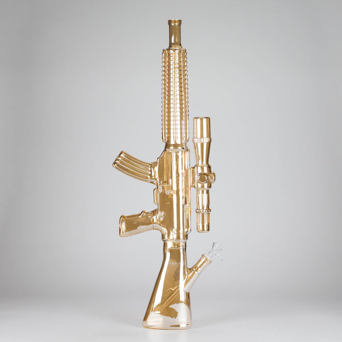 23.5" Chrome Rifle Glass Bong Glass Bong JJ Distribution Gold