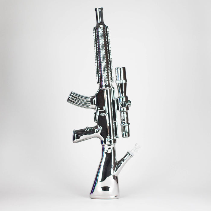 23.5" Chrome Rifle Glass Bong Glass Bong JJ Distribution Silver