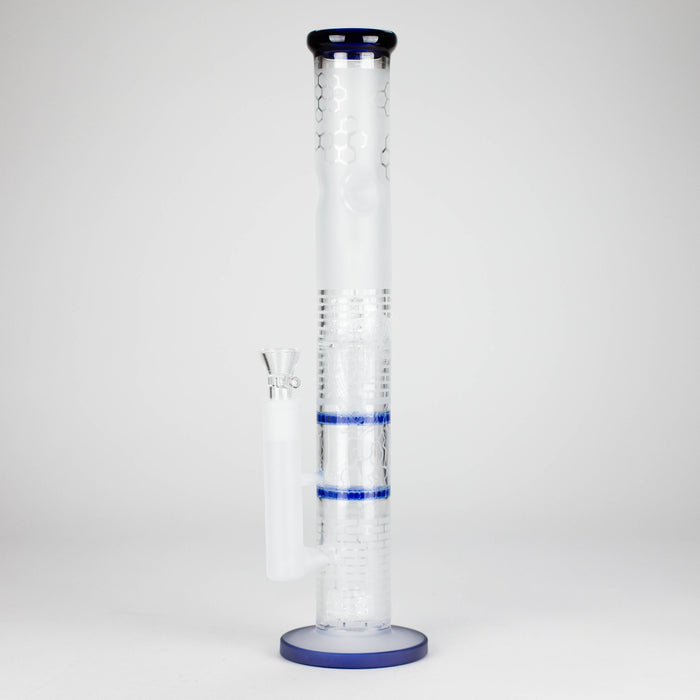16.5" Straight Frosted Glass Bong with Dual Honeycomb Diffuser – Stemless Design Glass Bong RMG WHOLESALE