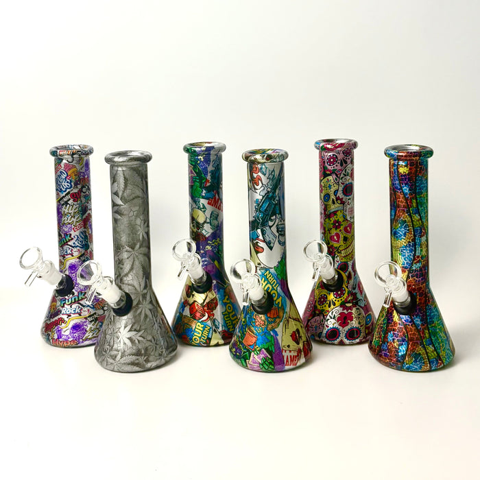 8.5" 5mm Hydrographic Glass Beaker Bong-2 Glass Bong Super Supplys Inc