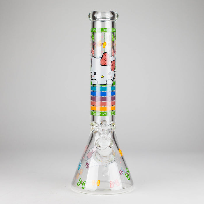 14" 7mm Glass Beaker Bong with Kitty Design and Ice Catcher Glass Bong 777 Smoke Design4