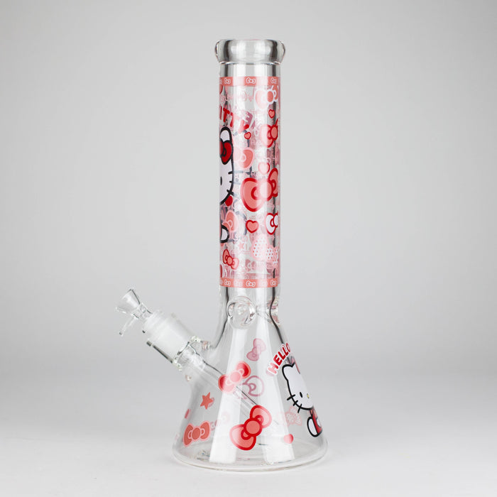 14" 7mm Glass Beaker Bong with Kitty Design and Ice Catcher Glass Bong 777 Smoke