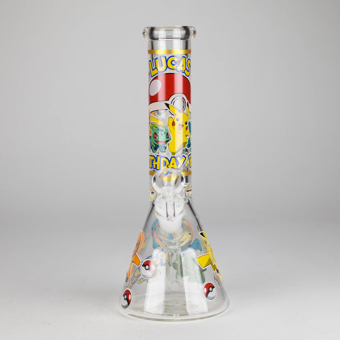 10" 5mm Glass Beaker Bong with Cartoon Design Glass Bong 777 Smoke