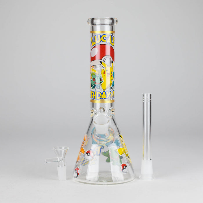 10" 5mm Glass Beaker Bong with Cartoon Design Glass Bong 777 Smoke
