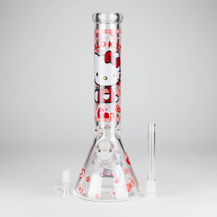 14" 7mm Glass Beaker Bong with Kitty Design and Ice Catcher Glass Bong 777 Smoke