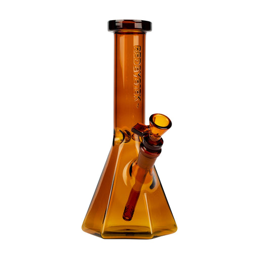 Red Eye Tek® | 10" Tall Amber Hextatic Tube W/Six Sided Pyramid Base Glass Bong West Coast Gifts