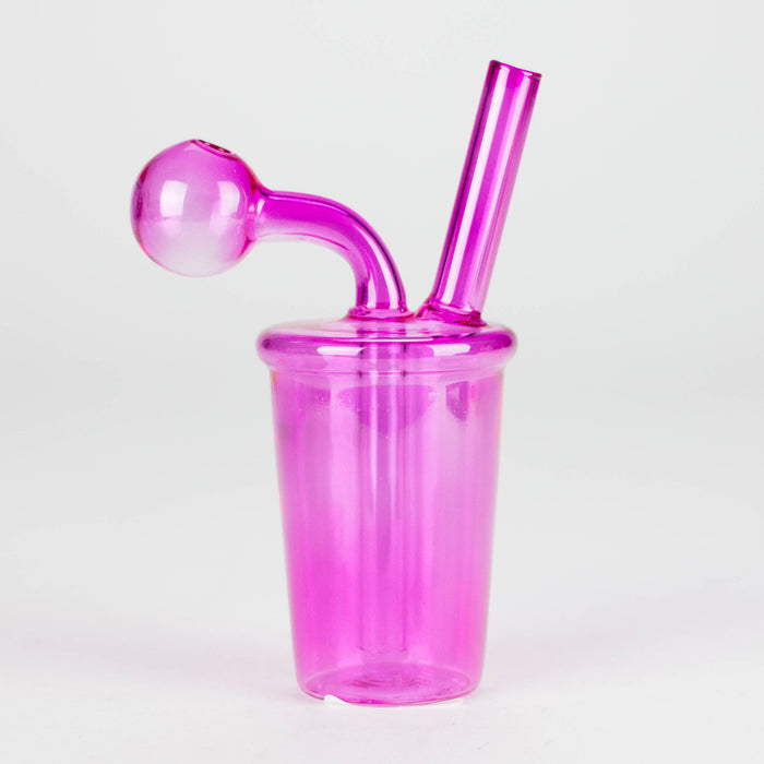 5" Coffee Cup Oil Bong – Neon Galactic Glow Design [PIP668] Glass Rig NIBO Distribution Purple-2