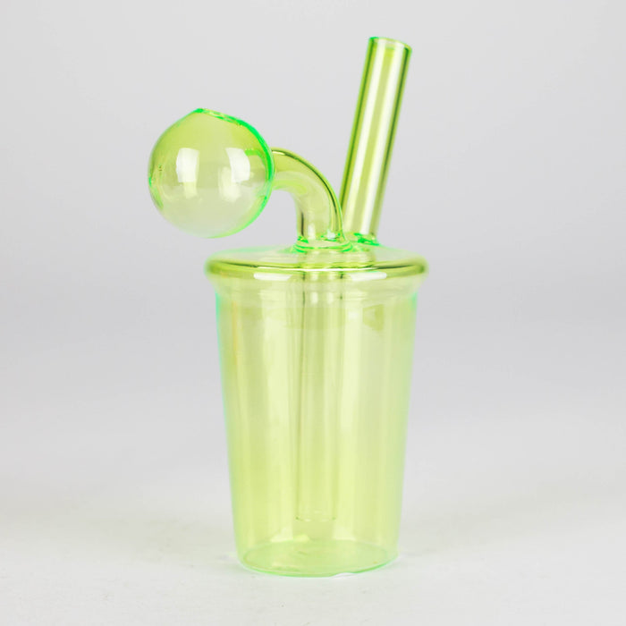 5" Coffee Cup Oil Bong – Neon Galactic Glow Design [PIP668] Glass Rig NIBO Distribution Green-9