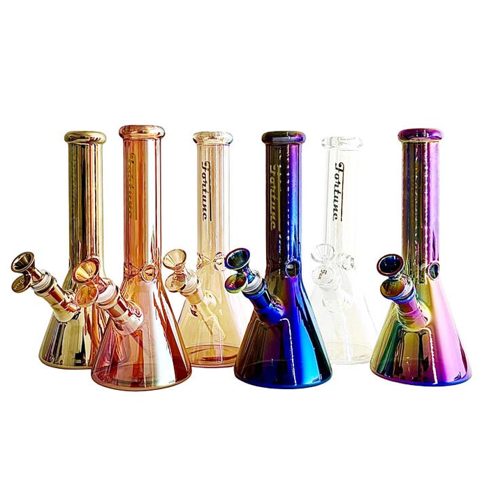 Fortune | 10" 5mm Electroplate Glass Bong- Assorted Colour Glass Bong Fortune