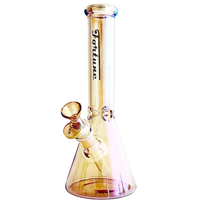 Fortune | 10" 5mm Electroplate Glass Bong- Assorted Colour Glass Bong Fortune Light Brown