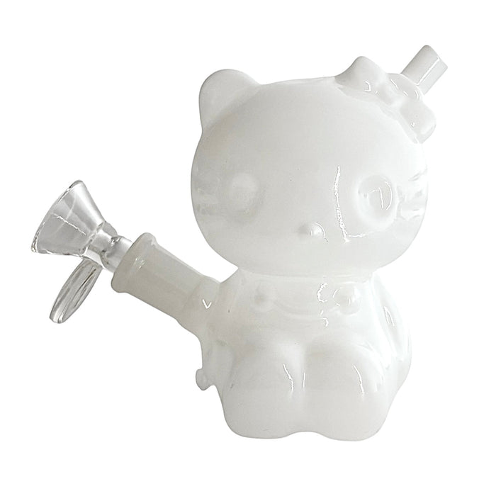 4-1/2" Bear Design Glass Bong Glass Bong Fortune White