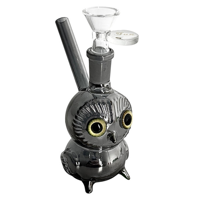 5.5" Owl Design Electroplate Glass Bong – Compact & Stemless Glass Bong Fortune Grey