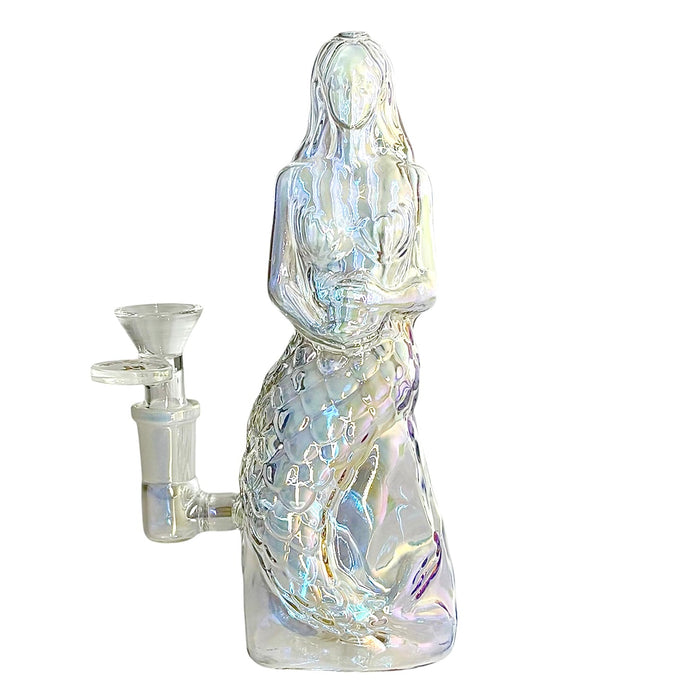 7" Mermaid Design Electroplate Glass Bong – Compact & Stemless Glass Bong Fortune Sunshine