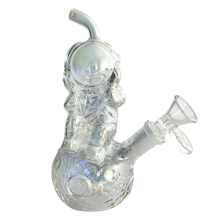 6" Astronaut Design Electroplate Glass Bong – Compact & Stemless Glass Bong Fortune Sunshine