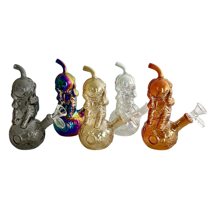 6" Astronaut Design Electroplate Glass Bong – Compact & Stemless Glass Bong Fortune