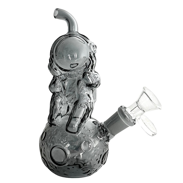 6" Astronaut Design Electroplate Glass Bong – Compact & Stemless Glass Bong Fortune Grey