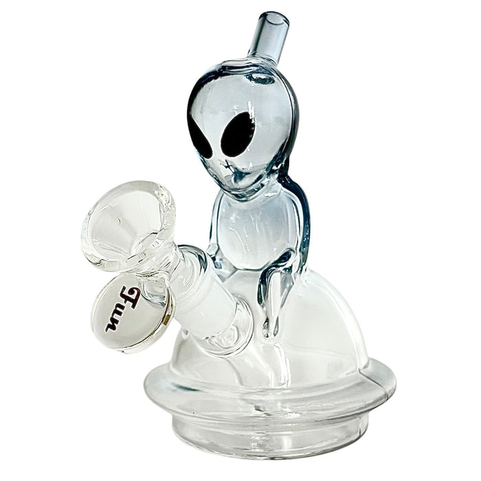 5" Alien Design Glass Bong – Compact & Stemless Glass Bong Fortune Grey+Clear