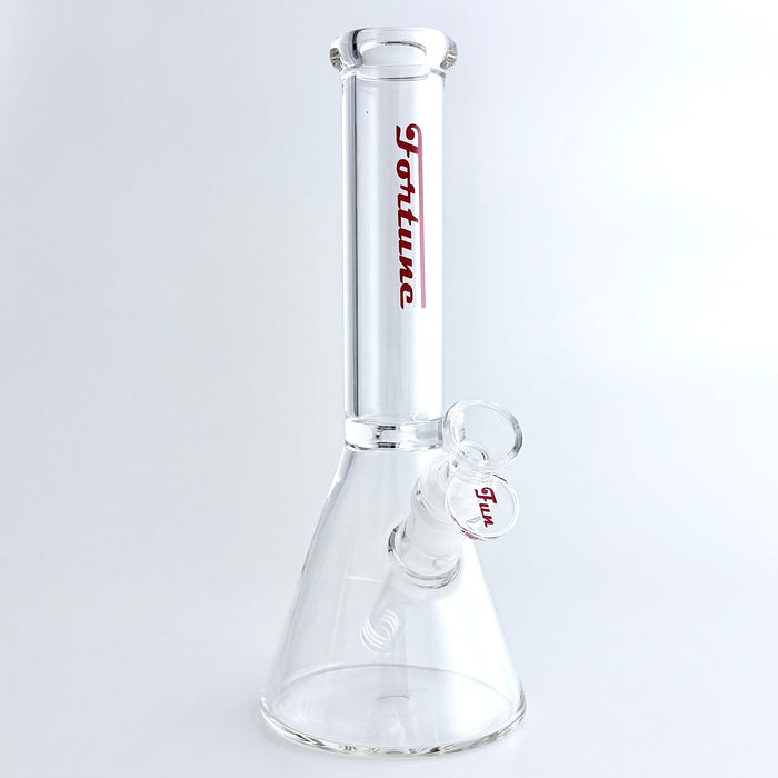 Fortune | 10" Clear Beaker Glass Bong – 5mm Thick Glass Bong Fortune Red