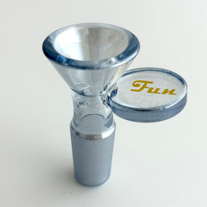 Fortune | Electroplated 14mm Joint Glass Bowl With Gold Logo Bowl · Banger · Oil Burner Fortune Smoky Grey