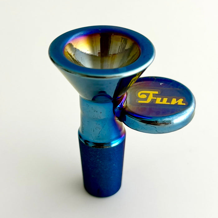 Fortune | Electroplated 14mm Joint Glass Bowl With Gold Logo Bowl · Banger · Oil Burner Fortune Electric Blue