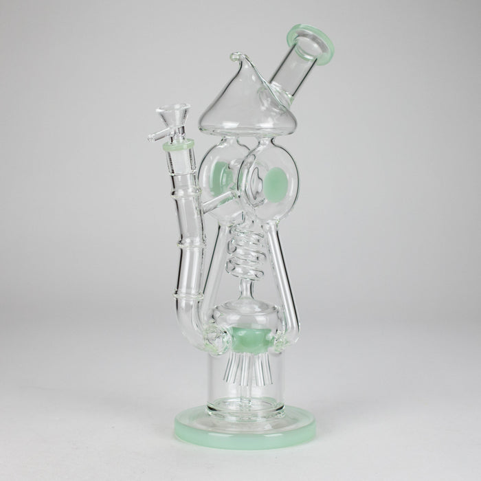12″ Recycler Glass Bong – 5MM Thick Borosilicate with Coil Tube Design [C1575] Glass Bong Canadian Distributor Jade Green