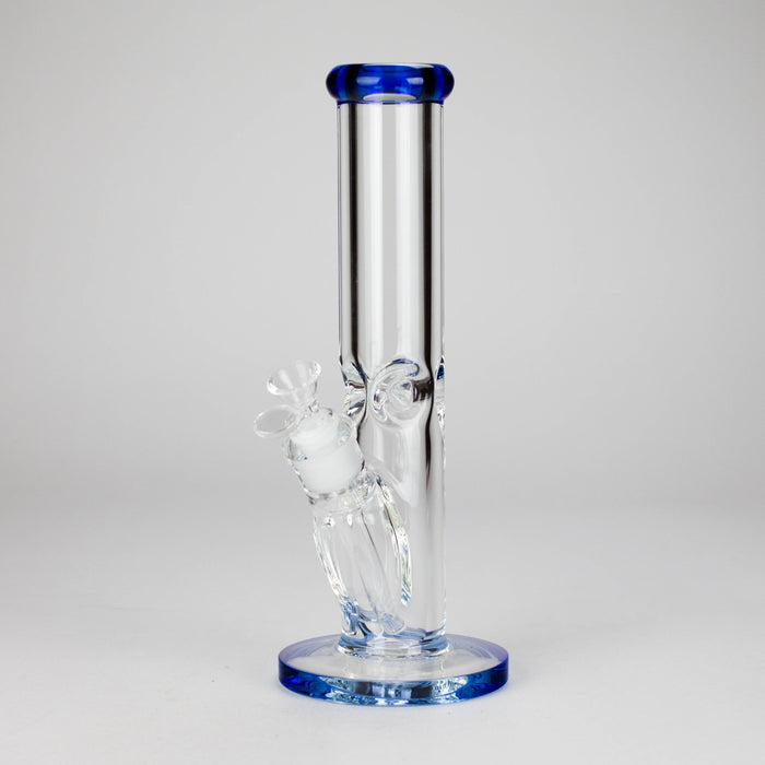 12″ 9mm Colored Accented Straight Tube Glass Bong (C1548) Glass Bong Canadian Distributor Light Blue