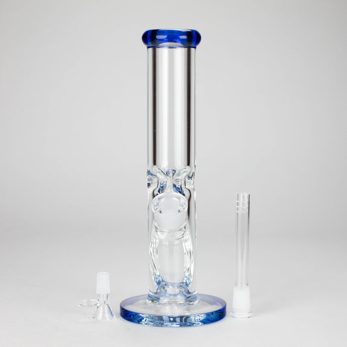 12″ 9mm Colored Accented Straight Tube Glass Bong (C1548) Glass Bong Canadian Distributor