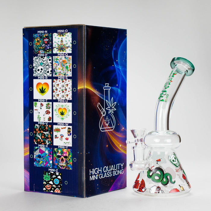 Haze | 8.5″ ROCK’N’ROLL Glass Rig – Teal (Mini-L) Glass Bong Canadian Distributor