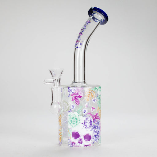 Haze | 9″ Skull Flower Glass Rig – Blue (Mini-M) Glass Bong Canadian Distributor