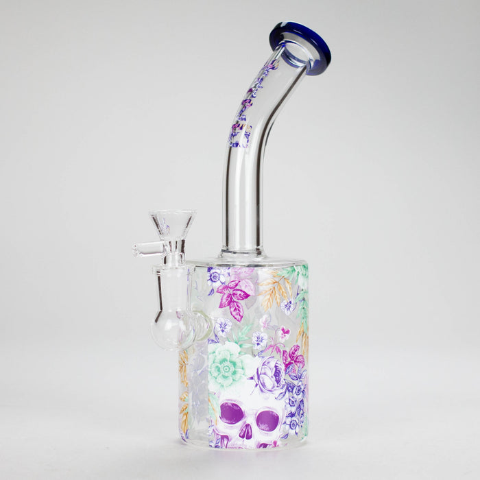 Haze | 9″ Skull Flower Glass Rig – Blue (Mini-M) Glass Bong Canadian Distributor
