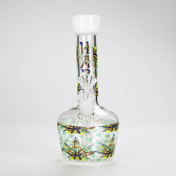 Haze | 9″ Leaves Dome Beaker Glass Bong – White (Mini-O) Glass Bong Canadian Distributor