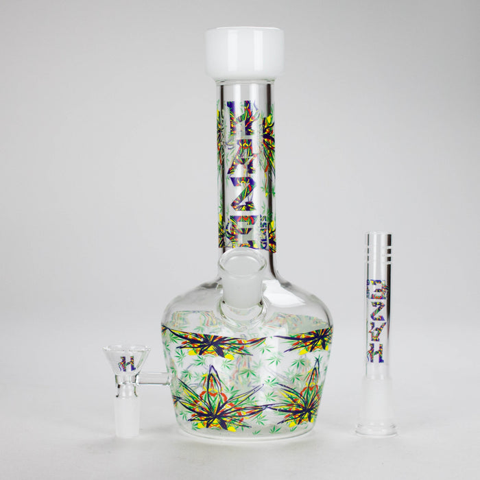 Haze | 9″ Leaves Dome Beaker Glass Bong – White (Mini-O) Glass Bong Canadian Distributor