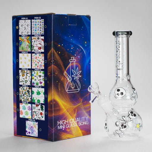 Haze | 9″ Skulls Bubble Glass Bong – Charcoal Black (Mini-P) Glass Bong Canadian Distributor