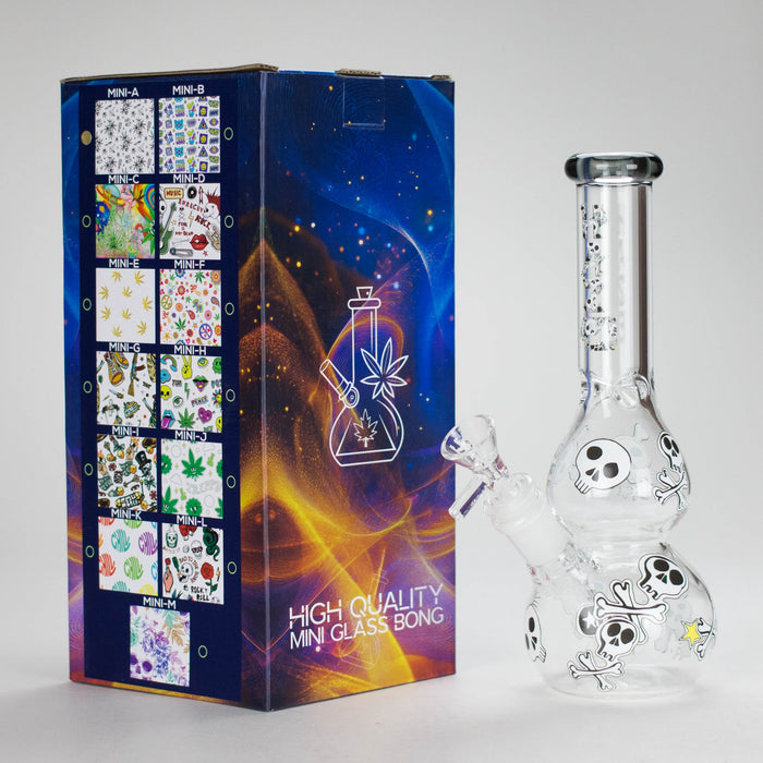 Haze | 9″ Skulls Bubble Glass Bong – Charcoal Black (Mini-P) Glass Bong Canadian Distributor