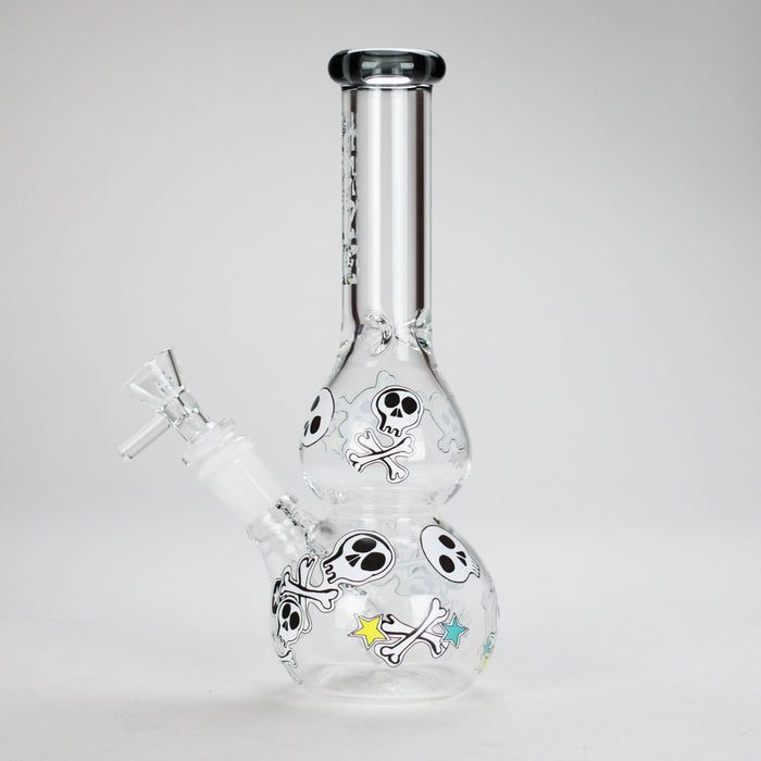 Haze | 9″ Skulls Bubble Glass Bong – Charcoal Black (Mini-P) Glass Bong Canadian Distributor