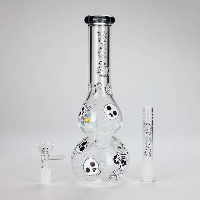 Haze | 9″ Skulls Bubble Glass Bong – Charcoal Black (Mini-P) Glass Bong Canadian Distributor