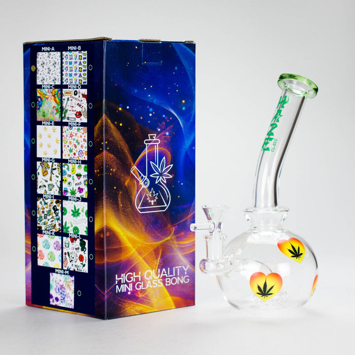 Haze | 9″ Heart Leaf Bubble Base Glass Bong – Teal (Mini-R) Glass Bong Canadian Distributor