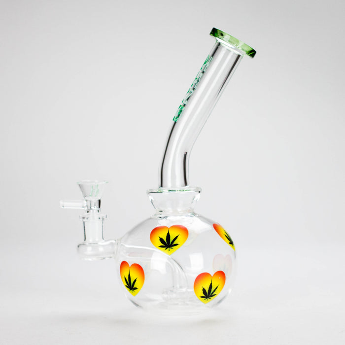 Haze | 9″ Heart Leaf Bubble Base Glass Bong – Teal (Mini-R) Glass Bong Canadian Distributor