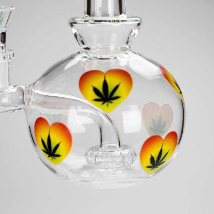 Haze | 9″ Heart Leaf Bubble Base Glass Bong – Teal (Mini-R) Glass Bong Canadian Distributor
