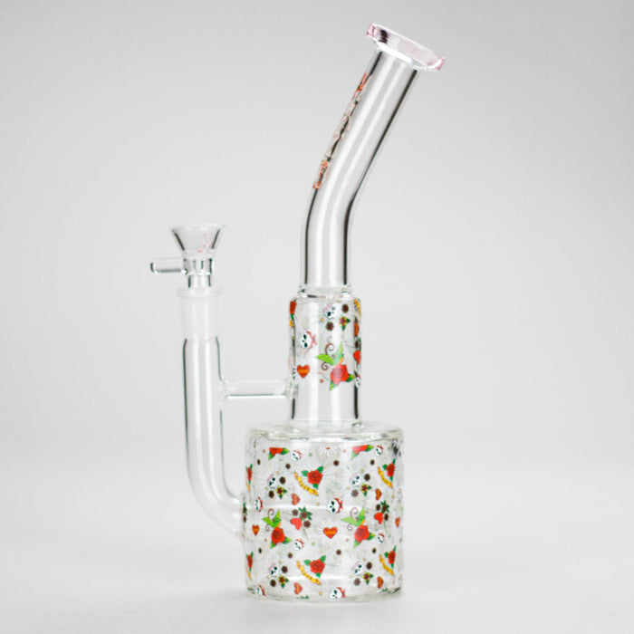 Haze | 10″ Skull & Red Roses Glass Bong – Pink (Mini-S) Glass Bong Canadian Distributor