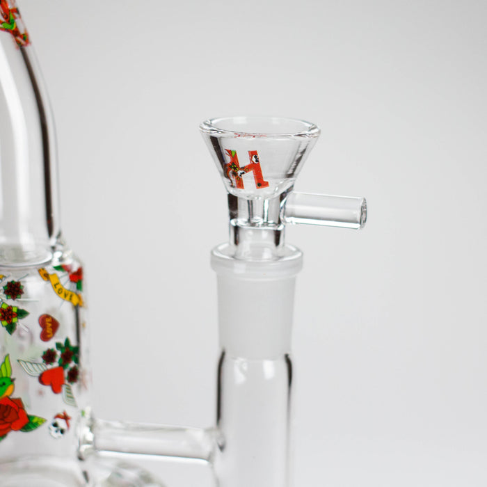 Haze | 10″ Skull & Red Roses Glass Bong – Pink (Mini-S) Glass Bong Canadian Distributor