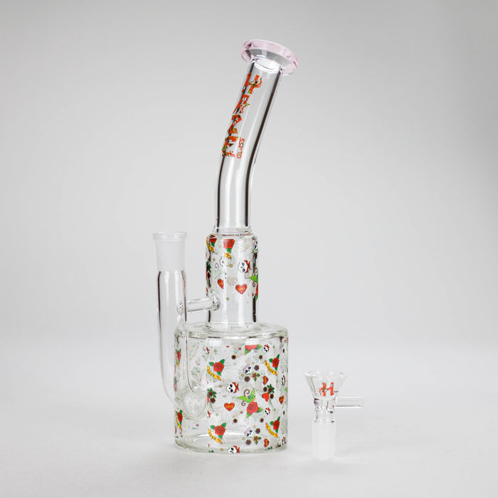 Haze | 10″ Skull & Red Roses Glass Bong – Pink (Mini-S) Glass Bong Canadian Distributor