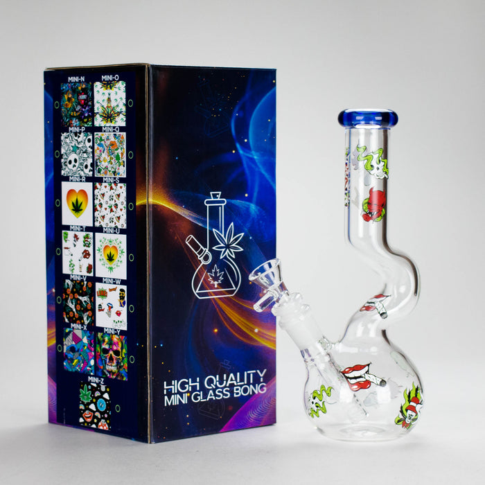 Haze | 9″ Smoking Zig-Zag Glass Bong – Blue (Mini-T) Glass Bong Canadian Distributor